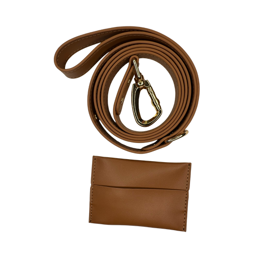 Vegan Leather Dog Leash with Pouch