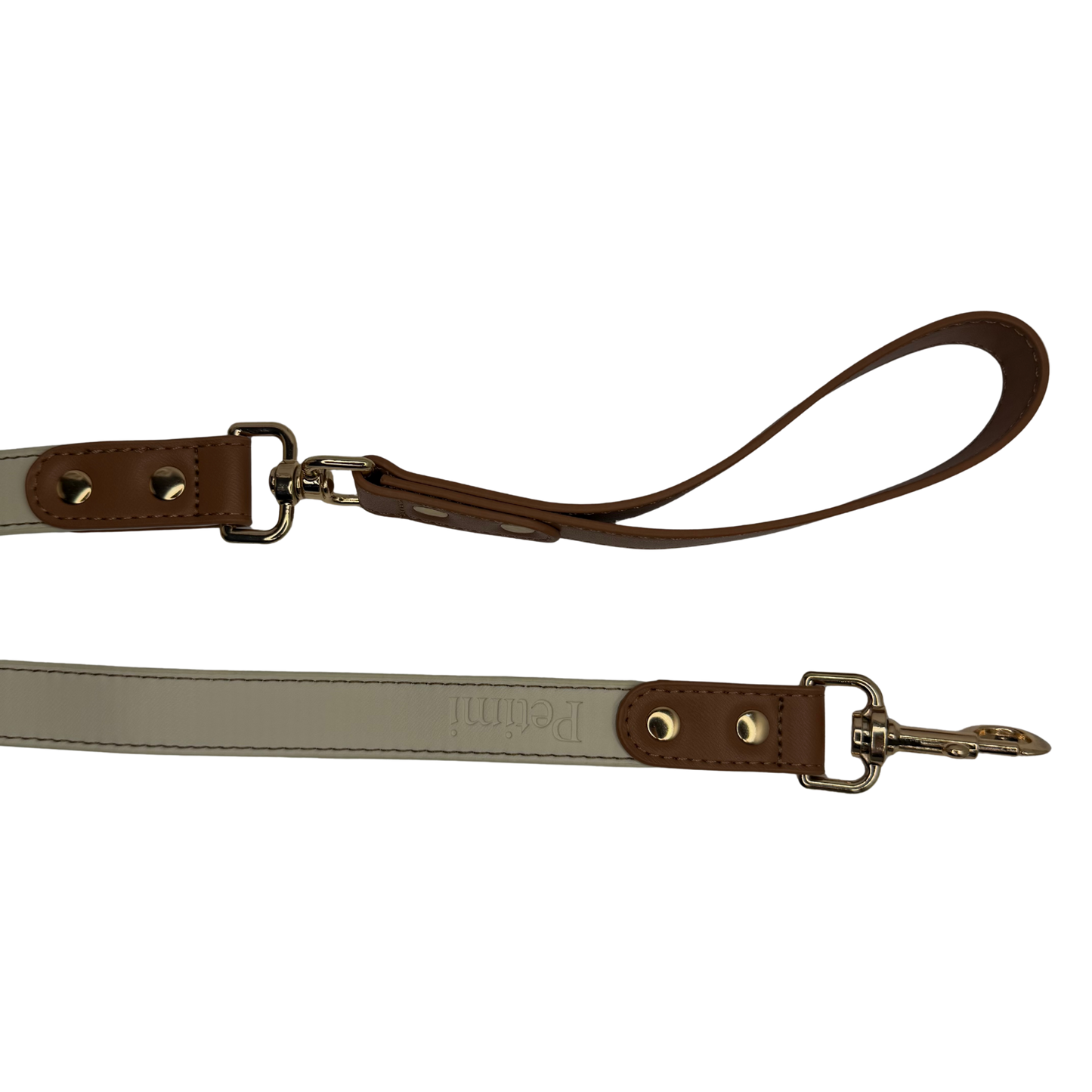 Vegan Leather Dog Leash – Beige & Brown