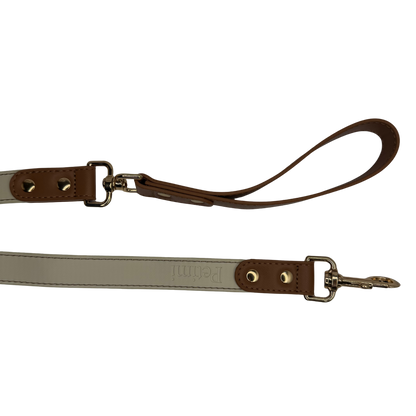 Vegan Leather Dog Leash – Beige & Brown