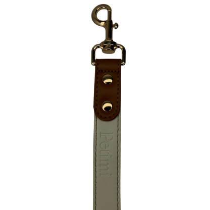 Vegan Leather Dog Leash – Beige & Brown